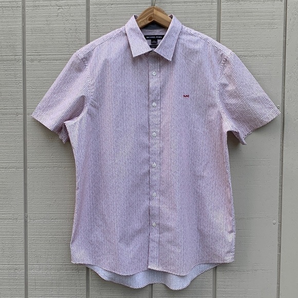 Michael KORS Short Sleeve Classic Fit Button Down Shirt - Deep Henna - Picture 2 of 15